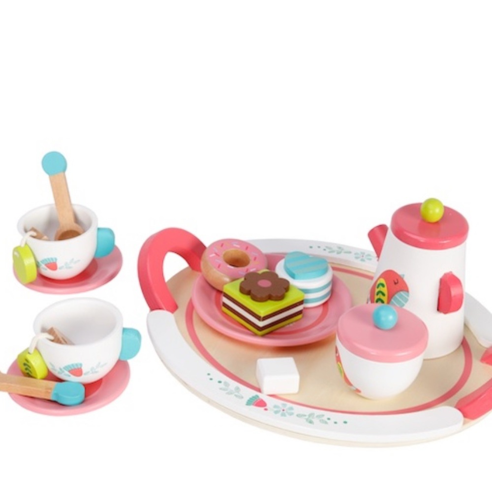 EUC Fat Brain Toys Lets Have A Tea Party Wooden Tea Set